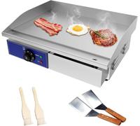 Plancha eléctrica – Bandeja para cocinar – Cocina profesional – Control preciso de la temperatura – 54 x 35,5 cm – Plateado