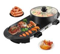 Plancha eléctrica - Barbacoa eléctrica - Parrilla eléctrica - Aparato para asar - Incluye sartén - 2 en 1