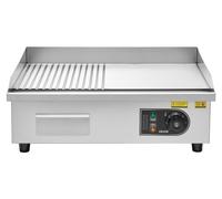 Plancha eléctrica de 3200 W - Superficie de cocción de 535x300 mm - Placa de cocción de hierro - Carcasa de acero inoxidable