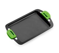Plancha Grill Menaje Aluminio fundido Parrilla 40cm BRA A401740 | Adecuado para Cocinar carne, pescado, y guarniciones, Negro con asas verdes Medium