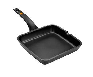 Plancha Grill Menaje Aluminio fundido Plancha grill 28cm BRA A271328 | Adecuado para Todo tipo de fuegos, incluida inducción, todos los fuegos incluida inducción, Negro, Naranja Medium