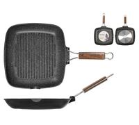 Plancha H&H Antiadherente De Piedra Con Mango Plegable De 28 Cm