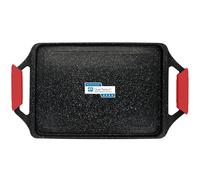 briebe Black Titanium Plancha Cocina Inducción Asar, Antiadherente Titanio, Aluminio Fundido, Bandeja Asadora 43x25cm, Recubrimiento sin PFOA, Asas Silicona, Vitrocerámica, Gas, Horno
