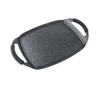 Plancha lisa de aluminio piedra - Adecuada para vitrocerámica, gas, eléctrica, inducción - Asas con protectores de silicona negra, desmontables - Rápida y fácil de limpiar, adecuada para lavavajillas.