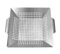 Plancha para Barbacoa Cuadrada de Acero Inoxidable Orificios | Plata, Resistente al Calor, Evita Comida Caiga entre Rejillas, para Bbq Exterior
