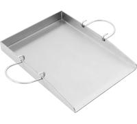 Plancha para parrilla - Plancha para barbacoa - Acero inoxidable - Con asas - 40x30x4 cm - 4 mm de grosor - Resistente al calor hasta 170°C - Para parrillas de gas y carbón - Gris claro