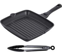 Plancha profesional con revestimiento antiadherente y mango desmontable, de 35 x 34,5 x 4 cm
