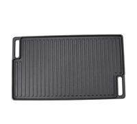 Plancha rectangular de hierro fundido preenvejecida reversible, sartén plancha de doble quemador antiadherente con asas para cocina de estufa, horno, parrilla y fogata.