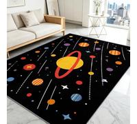 Planet - Alfombra antideslizante con anillo, 80 x 150 cm, lavable, suave, diseño de dibujos animados, de pelo corto, para salón, dormitorio, habitación infantil