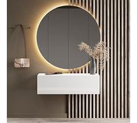 Planetmöbel Mueble perchero colgante para recibidor, 1 x 100 cm, blanco, compacto, puerta abatible con almacenamiento, para colgar o colocar de pie, 37,8 x 100 x 32,5 cm (profundidad x ancho x alto)