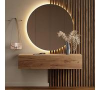 Planetmöbel Mueble perchero colgante para recibidor, 1 x 140 cm, roble dorado, compacto con puerta abatible, para colgar o colocar de pie, 37,8 x 140 x 32,5 cm (profundidad x ancho x alto)