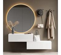Planetmöbel Mueble perchero colgante para recibidor, 2 x 100 cm, blanco, compacto, almacenamiento con puerta abatible, para colgar o colocar de pie, 37,8 x 100 x 32,5 cm (profundidad x ancho x alto)