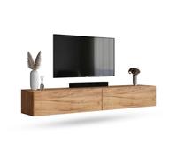 Planetmöbel Mueble TV West, Mesa TV de 200 cm de Largo | mueble TV suspendido o de pie, mueble salon moderno, 2X mueble television 37,8 x 100 x 30 cm, roble dorado