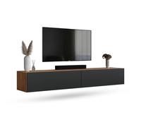 Planetmöbel Mueble TV West, Mesa TV de 200 cm de Largo | mueble TV suspendido o de pie, mueble salon moderno, 2X mueble television 37,8 x 100 x 30 cm, roble dorado antracita