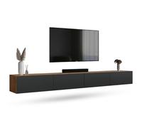 Planetmöbel Mueble TV West, Mesa TV de 280 cm de Largo | mueble TV suspendido o de pie, mueble salon moderno, 2X mueble television 37,8 x 140 x 30 cm, roble dorado antracita