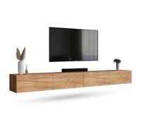 Planetmöbel Mueble TV West, Mesa TV de 280 cm de Largo | mueble TV suspendido o de pie, mueble salon moderno, 2X mueble television 37,8 x 140 x 30 cm, roble dorado