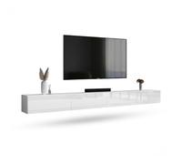 Planetmöbel Mueble TV West, Mesa TV de 320 cm de Largo | mueble TV suspendido o de pie, mueble salon moderno, 2X mueble television 37,8 x 160 x 30 cm, blanco