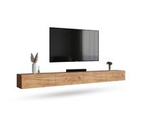 Planetmöbel Mueble TV West, Mesa TV de 320 cm de Largo | mueble TV suspendido o de pie, mueble salon moderno, 2X mueble television 37,8 x 160 x 30 cm, roble dorado