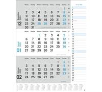 Planificador de 3 meses, azul 2025: práctico planificador de pared con deslizador de fecha. Calendario de oficina con columna de notas y resumen del año. Calendario de pared 2025 para oficina. 30 x 39