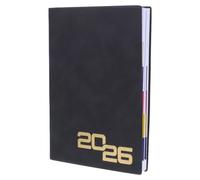 Planificador Diario 2026 en Español con Tapa PU Negra | Papel Interior Amplio, Estilo Profesional Minimalista, para Oficina, Reuniones, Notas y Listas