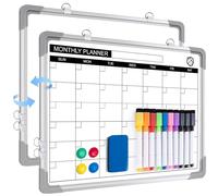 Planificador mensual Pizarra blanca magnética para pared, 40 x 30 cm, pizarra magnética pequeña, calendario blanco, pizarra de doble cara para planificación, lista, notas, cocina, escuela, hogar