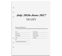 Planificador Semanal 2026 2027, A5 Recambios para Calendario 6 Agujeros, Julio 2026- Junio 2027 con Planificador Mensual, Organizador Personal, Contactos, Diario Recambio 100 GSM Papel