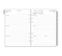 Planificador semanal 2026 2027, tamaño A5, 6 agujeros, 1 semana, 2 páginas con resumen mensual, notas, contacto, agosto 2026-jul 2027, 100 GSM, plantillas de calendario, recarga para calendario 26/27