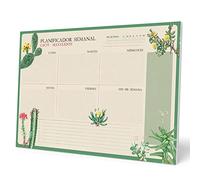 Planificador semanal A3 Botanical Cacti - Weekly planner : Planner Sin Fecha en Español - Organizador semanal escritorio [54 págs. con Alto Gramaje]