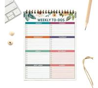 Planificador Semanal | Bloc de Agenda Espiral Sin Fechar,Organizador Semanal,para Escuela, Universidad, Biblioteca, Estudio, Hogar, Cocina, Salón