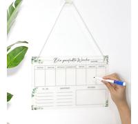 Planificador semanal de acrílico para el hogar, pizarra con 6 rotuladores para pizarra blanca, plan para colgar lista de tareas para el hogar (30 x 20 cm)