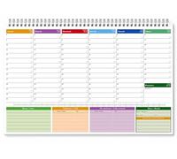 Planificador semanal de mesa 2026 - Agenda semanal 2026, A3 sin fechas con 50 hojas, planificador semanal de mesa en espiral para oficina y hogar.