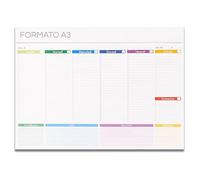 Planificador semanal de mesa sin fechas, tamaño A3 Maxi - 52 hojas - Planificador semanal de mesa 2026 para Familia Equipo Casa u Oficina