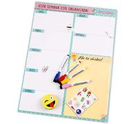 Planificador Semanal Magnético, 4 Rotuladores de Colores, 12 Imanes, 1 Borrador | Calendario Nevera 43x32cm Pizarra Cocina| Organizador Recordatorio Lista de la Compra Menú | Caja regalo(Español)
