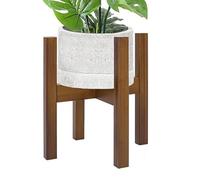 Plant Stand Adjustable Width Wood - Holder Rack Mid Century Modern Indoor 8