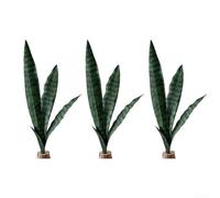 Planta artificial de serpiente, 3 piezas de decoración de espada de jade azul, sin mantenimiento, planta verde falsa de larga duración para oficina en casa CL20005 (verde oscuro)