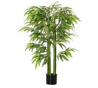 Planta artificial HOMCOM, árbol artificial de bambú, altura en cm con maceta, planta artificial para decoración del hogar, verde, escritorio
