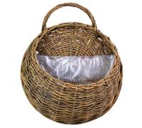 Plantera de mimbre, cesta de almacenamiento de colgantes de pared, cesta de almacenamiento de mimbre colgante de 11.81 pulgadas Canasta de planta tejida montada en la pared con mango Canasta decorati