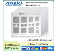 Plantilla de soldadura multiusos universal 0,3/0,35/0,375/0,4/0,5,45 ° Agujero para herramienta de plantilla de reparación BGA de CPU de teléfono móvil Placa Universal 1 Pieza