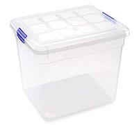 PLASTIC FORTE, Caja de almacenamiento, Transparente, 35 litros, sin ruedas