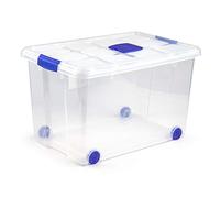 PLASTIC FORTE, Caja de almacenamiento, TRANSPARENTE, 55 Litros, con ruedas