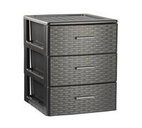 Plastic Forte Cajonera de Plástico Rin Rattan - Organizador de Almacenaje para Habitación, Armario, Oficina, Garaje o Baño, Diseño Moderno Imitación Mimbre en Antracita, Wengué，Marfil o Blanco, Ideal