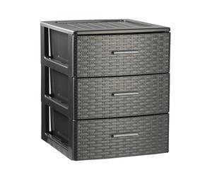 Plastic Forte Cajonera de Plástico Rin Rattan - Organizador de Almacenaje para Habitación, Armario, Oficina, Garaje o Baño, Diseño Moderno Imitación Mimbre en Antracita, Wengué，Marfil o Blanco, Ideal
