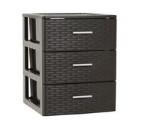 Plastic Forte - Cajonera de Plástico Volga Rattan Antracita / Wengué / Blanco Decoración Hogar Oficina
