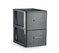 Plastic Forte Cajonera de Plástico Volga Rattan - Organizador de Almacenaje para Habitación, Armario, Oficina, Garaje o Baño, Diseño Moderno Imitación Mimbre en Antracita, Wengué，Marfil o Blanco, Idea