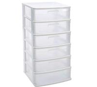 Plastic Forte Cajonera Nilo 6 cajones de plástico en Color Blanco 120 x 56 x 39.5 cm