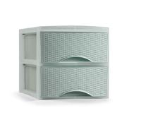 Plastic Forte - Cajonera Sobremesa de Plástico Imitación Rattan para Ordenación Decoración Hogar Oficina