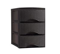 Plastic Forte - Cajonera Sobremesa de Plástico Imitación Rattan para Ordenación Decoración Hogar Oficina