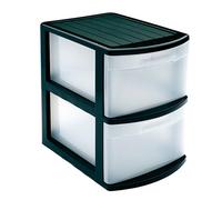 Plastic Forte - Cajonera támesis base negro 2 cajones de color negro 41 x 28 x 39 cm, Cajonera plástico 2 cajones sin ruedas multiusos para almacenamiento y organización ideal para oficina u hogar. Bl