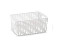 Plastic Forte - Cesta Rattan, Blanco, 22 x 33 x 16 cm