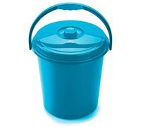 Plastic Forte Cubo Basura Eco Redondo con Tapa y Asa 15 Litro 34 x 34 x 33 cm, Disponible Rojo Azul Verde elegir color que te más gusta (Rojo 15 litro)